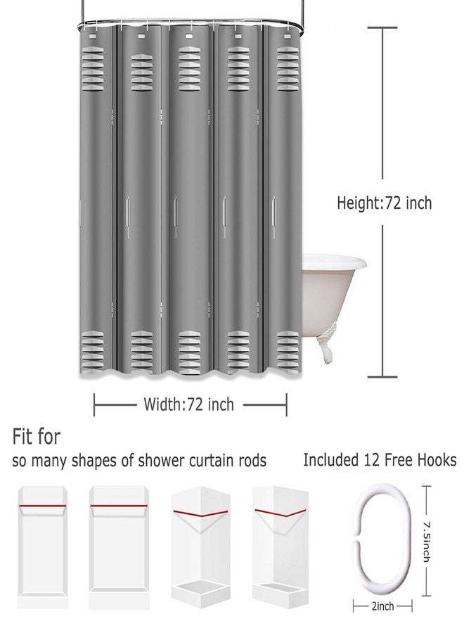 Semtomn Shower Curtain Sports Locker Room Fitness School Gym 72"x72" Home Decor Waterproof Bath Bathroom Curtain Set with Hooks - Image 3