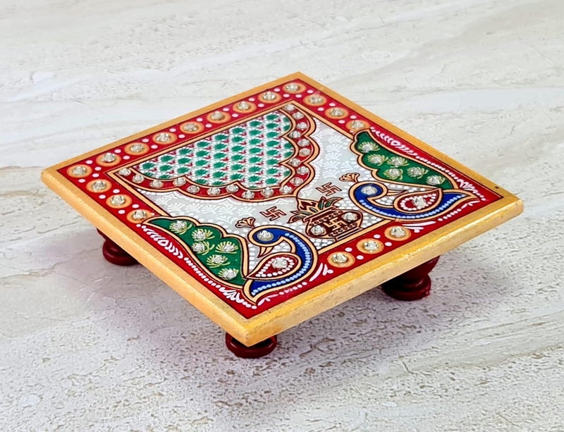 ESPLANADE Marble Chowki with Ganesh Ganesha Ganpati Murti Idol Statue Sculpture Pooja Idols Home Decor Small Size - Image 5