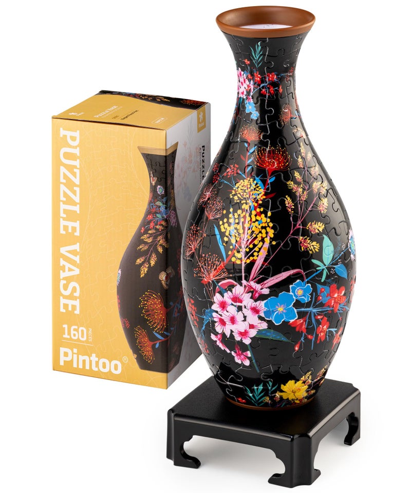 Pintoo 3D Puzzle Vase Unique Flower Vase Made by 160 Curved Plastic Puzzle Pieces House Warming Gift for Flower Arrangements and Home Decoration  S1031 Classic Elegant Floral Print - Image 2