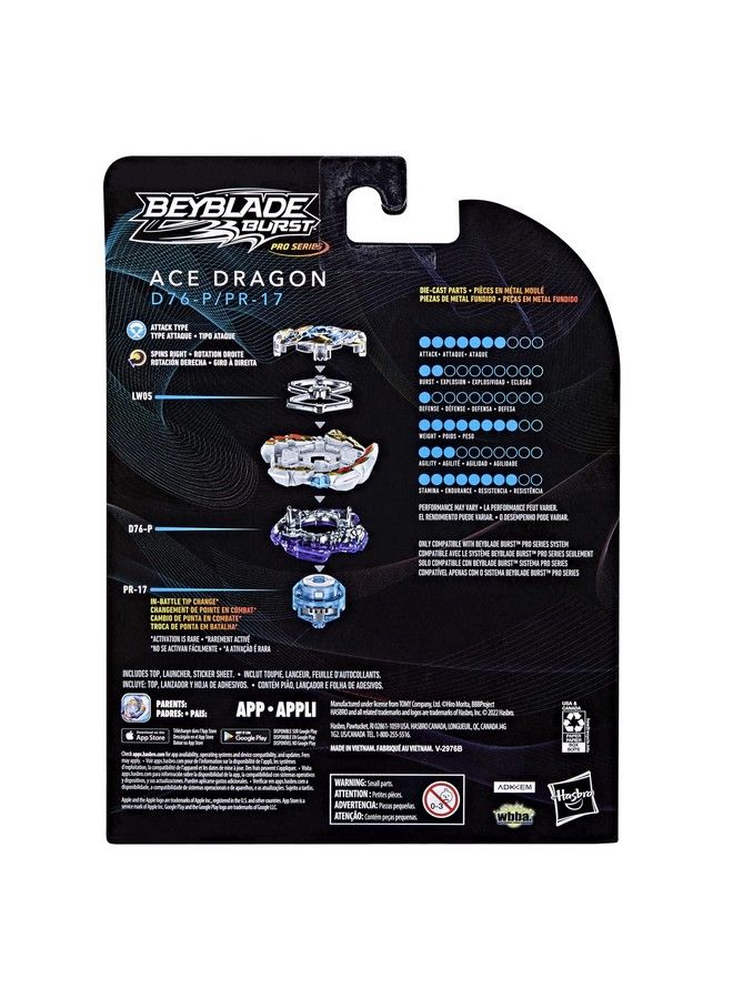 BeyBlade Burst Pro Series Ace Dragon Spinning Top Starter Pack Attack Type Battling Game Top With Launcher Toy  - Image 5