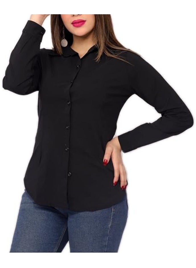 Jessica Fashion Jessica Women's Black Long Sleeve Shirt – Soft Stretch Fabric, Classic Fit  - Image 1