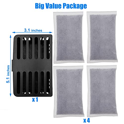 ShuRex Activated Charcoal Odor Absorbing Filter Refill Deodorizer Compatible with iTouchless Trash Cans 8 Gallon and Larger (4 Large Filters+ 1 Compartment) (Black) - Image 4
