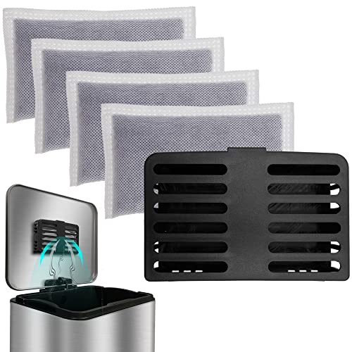 ShuRex Activated Charcoal Odor Absorbing Filter Refill Deodorizer Compatible with iTouchless Trash Cans 8 Gallon and Larger (4 Large Filters+ 1 Compartment) (Black) - Image 1