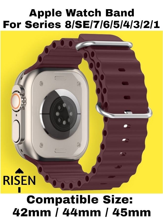 Risen Ocean Loop Silicone Strap For iWatch Series 8/SE/7/6/5/4/3/2/1 Replacement Strap For Apple Watch Bands 42mm / 44mm / 45mm  - Image 2