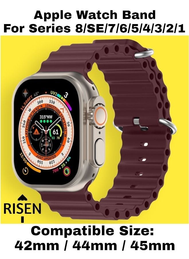 Risen Ocean Loop Silicone Strap For iWatch Series 8/SE/7/6/5/4/3/2/1 Replacement Strap For Apple Watch Bands 42mm / 44mm / 45mm  - Image 1
