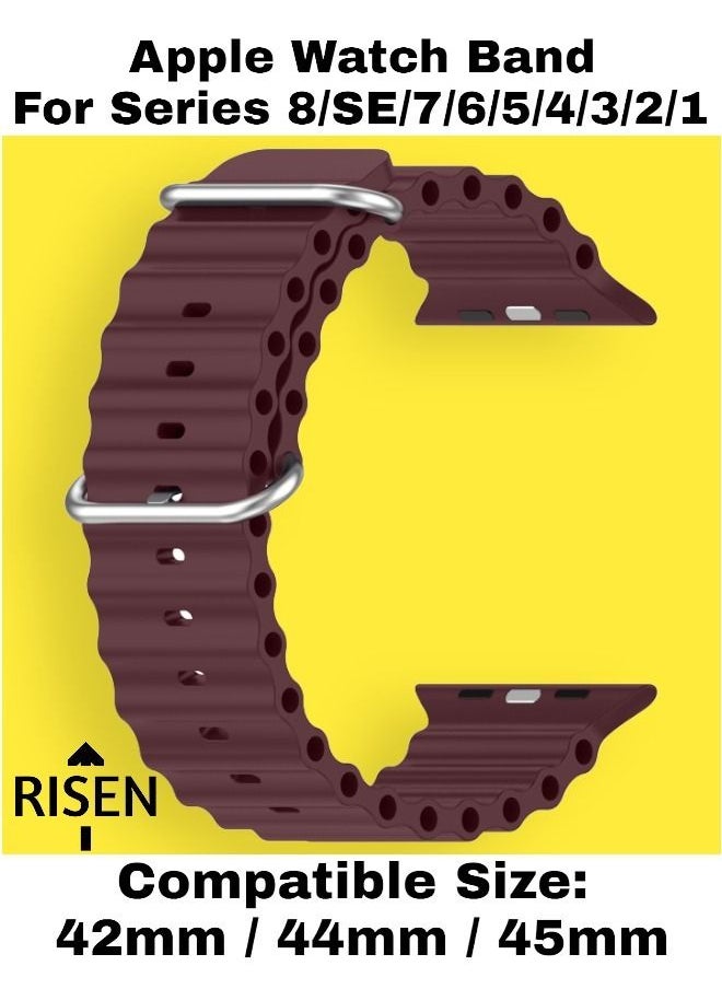 Risen Ocean Loop Silicone Strap For iWatch Series 8/SE/7/6/5/4/3/2/1 Replacement Strap For Apple Watch Bands 42mm / 44mm / 45mm  - Image 3