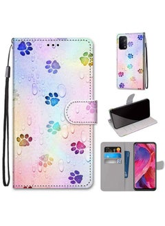 HuHa Case Cover For OPPO A54 5G / A74 5G / A93 5G / A93s 5G Coloured Drawing Cross Texture Horizontal Flip PU Leather Case with Holder & Card Slots & Wallet & Lanyard Footprint Water Drops 
