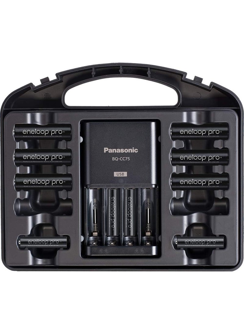 eneloop Panasonic KKJ75KHC66A eneloop pro High Capacity Rechargeable Batteries Power Pack 6AA 6AAA Advanced Battery Charger with USB Charging Port and Plastic Storage Case  - Image 3