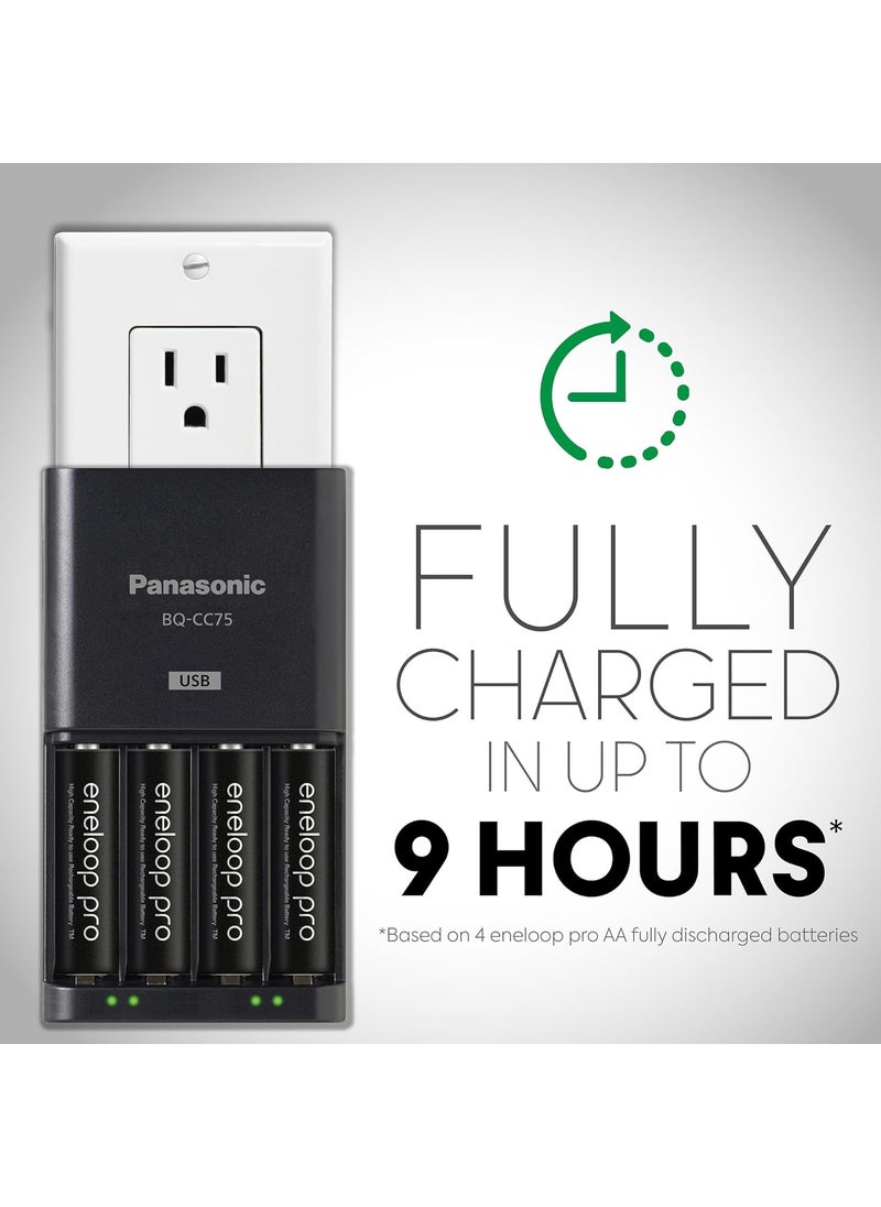 eneloop Panasonic KKJ75KHC66A eneloop pro High Capacity Rechargeable Batteries Power Pack 6AA 6AAA Advanced Battery Charger with USB Charging Port and Plastic Storage Case  - Image 5