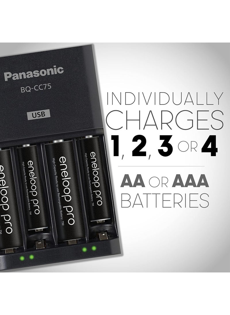 eneloop Panasonic KKJ75KHC66A eneloop pro High Capacity Rechargeable Batteries Power Pack 6AA 6AAA Advanced Battery Charger with USB Charging Port and Plastic Storage Case  - Image 4