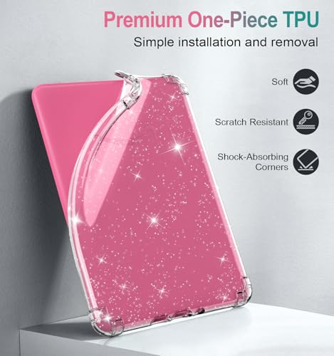 MoKo Case for All-New 7" Kindle Paperwhite (12th Generation-2024) and Kindle Colorsoft Signature Edition 2024 Ultra Thin Clear Flexible Transparent TPU Skin Bumper Back Cover Shell, Clear Glitter - Image 4