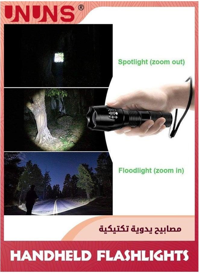 UNUNS Handheld Flashlights Rechargeable,Tactical Flashlight,High Lumens Long Range Lighting,5 Modes LED Zoomable Hunting Flashlight Torch,Emergency Flash Lights For Indoor Outdoor Camping Activities  - Image 4