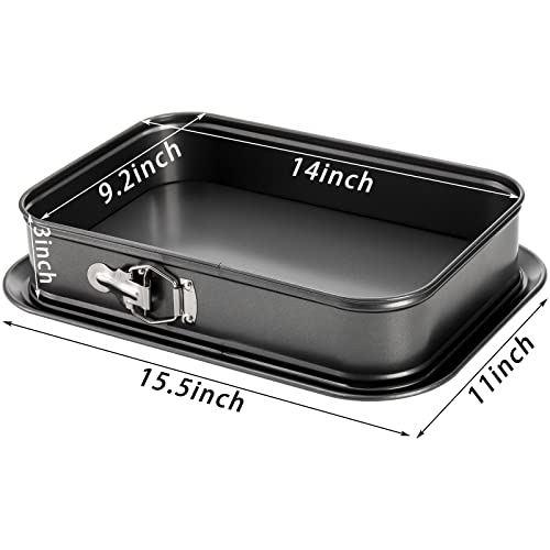 SOUJOY Springform Cake Pan, Non-stick Cheesecake Pan, 14 x 9 Inch Large Rectangle Cake Pan with Removable Bottom, Ice Cream Cake Bakeware, Black - Image 2