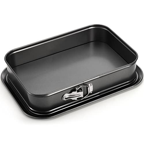 SOUJOY Springform Cake Pan, Non-stick Cheesecake Pan, 14 x 9 Inch Large Rectangle Cake Pan with Removable Bottom, Ice Cream Cake Bakeware, Black - Image 1