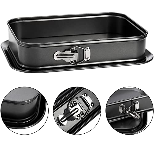 SOUJOY Springform Cake Pan, Non-stick Cheesecake Pan, 14 x 9 Inch Large Rectangle Cake Pan with Removable Bottom, Ice Cream Cake Bakeware, Black - Image 3