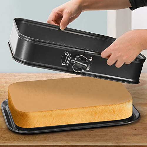 SOUJOY Springform Cake Pan, Non-stick Cheesecake Pan, 14 x 9 Inch Large Rectangle Cake Pan with Removable Bottom, Ice Cream Cake Bakeware, Black - Image 5