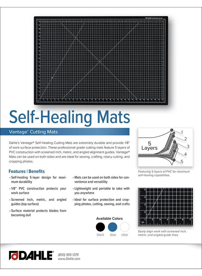 DAHLE Vantage 10672 Selfhealing Cutting Mat 18X24 1/2 Grid 5 Layers For Max Healing Perfect For Crafts & Sewing Black - Image 5