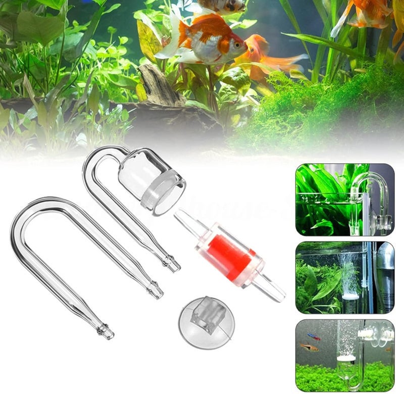 CO2 Diffuser Kits U Shape Glass for Aquarium Planted for Tank Creates Rich CO2 Quiet Bubbling Suction Cup Check - Image 2