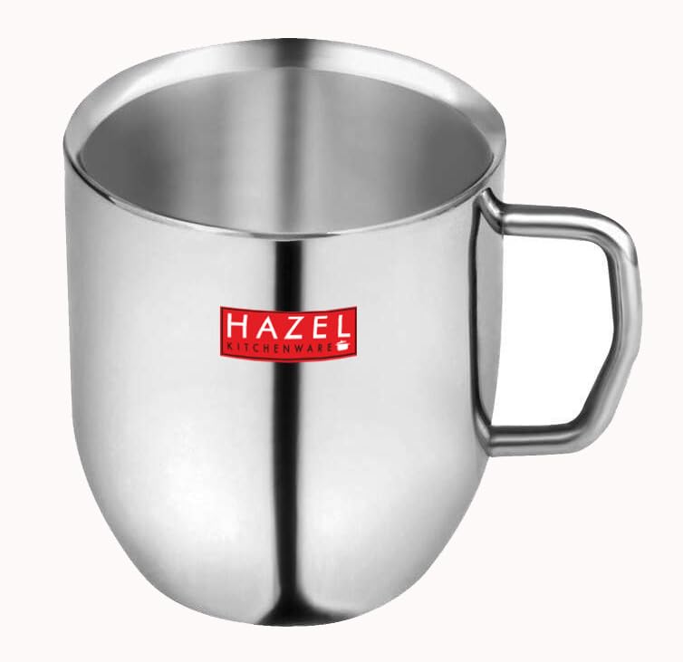 HAZEL Stainless Steel Tea Coffe Cup Set 300 ml Each Steel Mugs for Coffee with Silver Glossy Finish Unbreakable Cups for Tea Ideal for Daily Use Set of 6 - Image 2