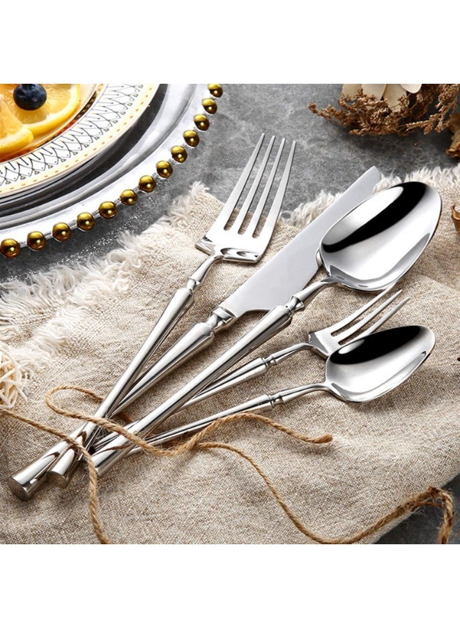 Mado Gallery Luxury Cutlery Set of 6 – Stainless Steel Flatware, Rose Gold, Black, Silver, Golden – Mirror Polished, Dishwasher Safe, with Gift Box – For Home & Restaurant (Silver) - Image 4