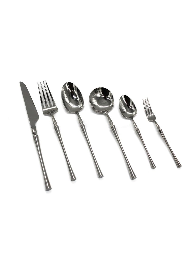 Mado Gallery Luxury Cutlery Set of 6 – Stainless Steel Flatware, Rose Gold, Black, Silver, Golden – Mirror Polished, Dishwasher Safe, with Gift Box – For Home & Restaurant (Silver) - Image 5
