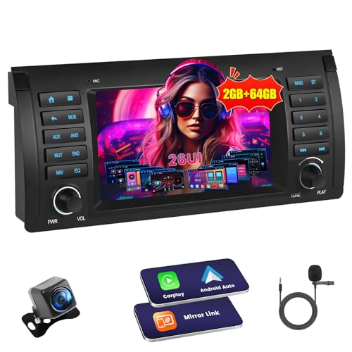 Inefala 5Ghz WiFi 2G+64G Android 15 Radio for BMW 5 Series E39 1996-2003 (E39)/BMW X5 E53 2002-2007/BMW M5 1996-2003 with Wireless Carplay Android Auto, 7 Inch HD Touch Screen with GPS Bluetooth FM/RDS - Image 1