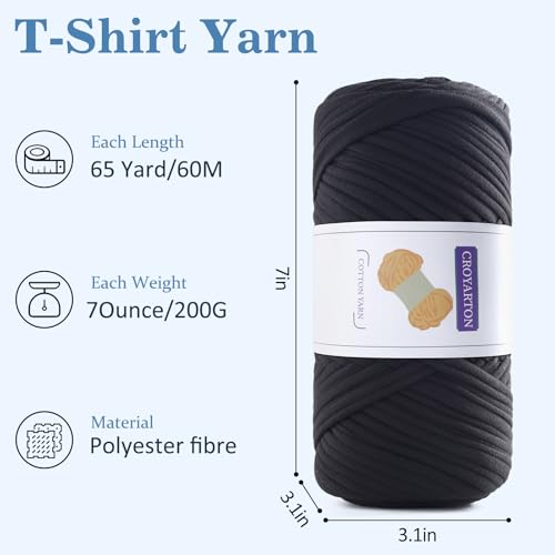 NDICANG 2 Pack Elastic T-Shirt Yarn for Crochet Bag/Baskets/Home Decor - 1 Crochet Hook, Thick Knitting Yarn - Total Length 130 Yds, Weight 14 Oz (Beige) - Image 3