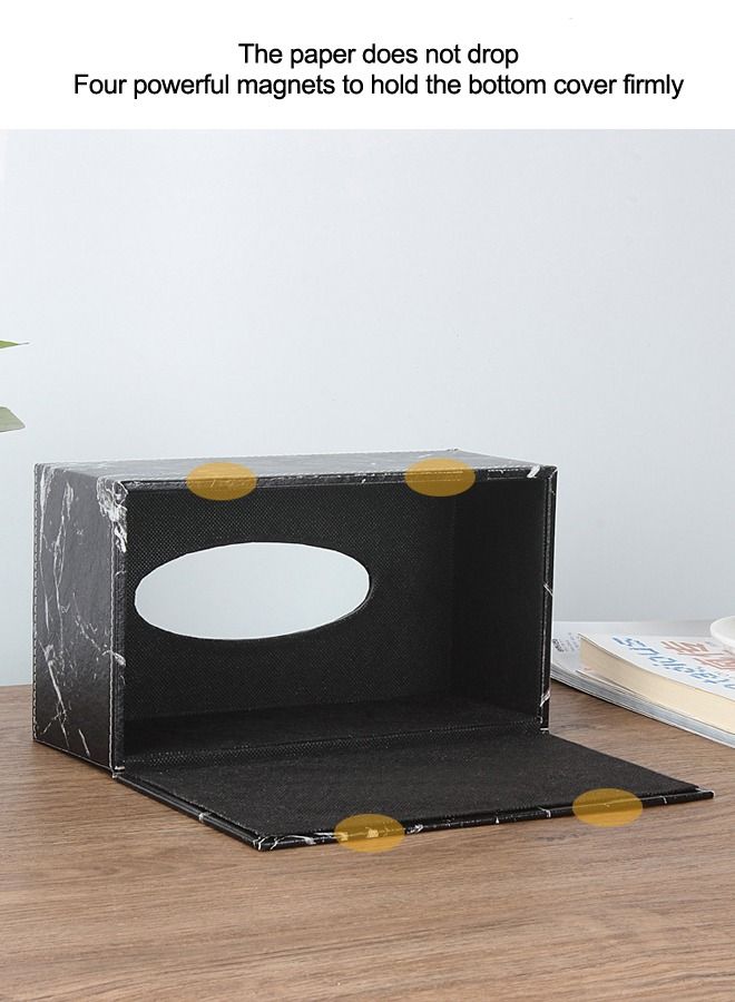XIANGYU Tissue Box Cover PU Leather Facial Tissue Box Holder for Dresser Bathroom Decor Marble Pattern - Image 5