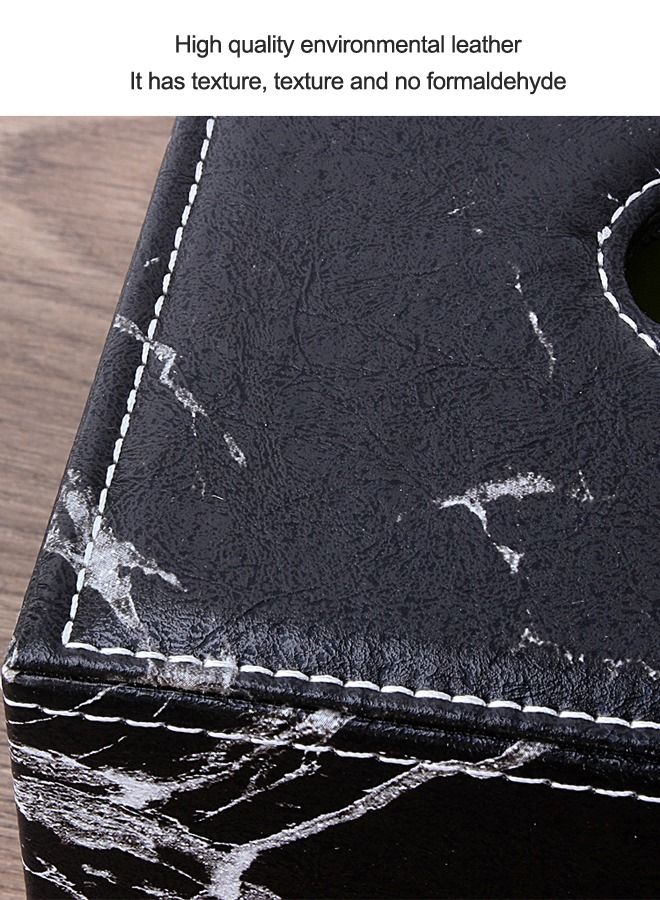 XIANGYU Tissue Box Cover PU Leather Facial Tissue Box Holder for Dresser Bathroom Decor Marble Pattern - Image 3