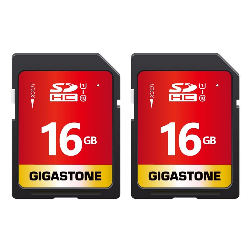 Gigastone 16GB SD Card 2 Pack, UHS-I U1 Class 10 SDHC Memory Card High-Speed Full HD Video Canon Nikon Sony Pentax Kodak Olympus Digital Camera - Image 1