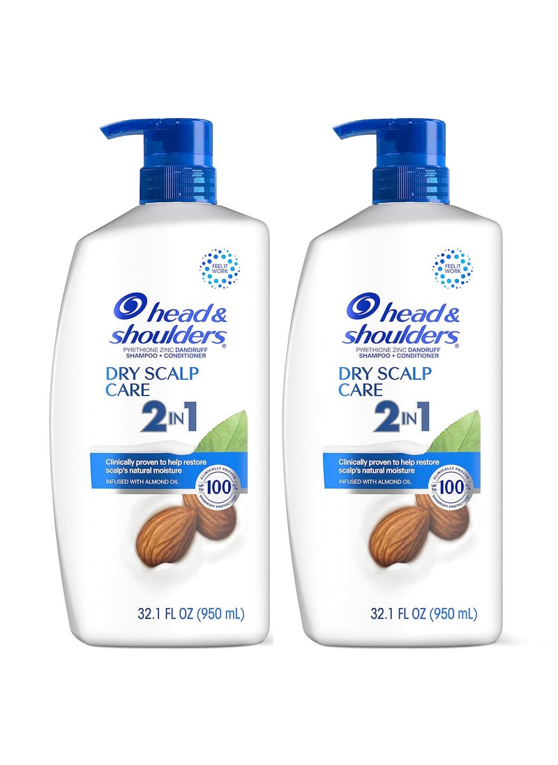Head & Shoulders Head  Shoulders 2in1 Dandruff Shampoo and Conditioner Set Advanced Dry Scalp Care Anti Dandruff Treatment Nourishing Almond Oil Itch  Dryness Relief Scalp Shield 321 Fl Oz Each 2 Pack 