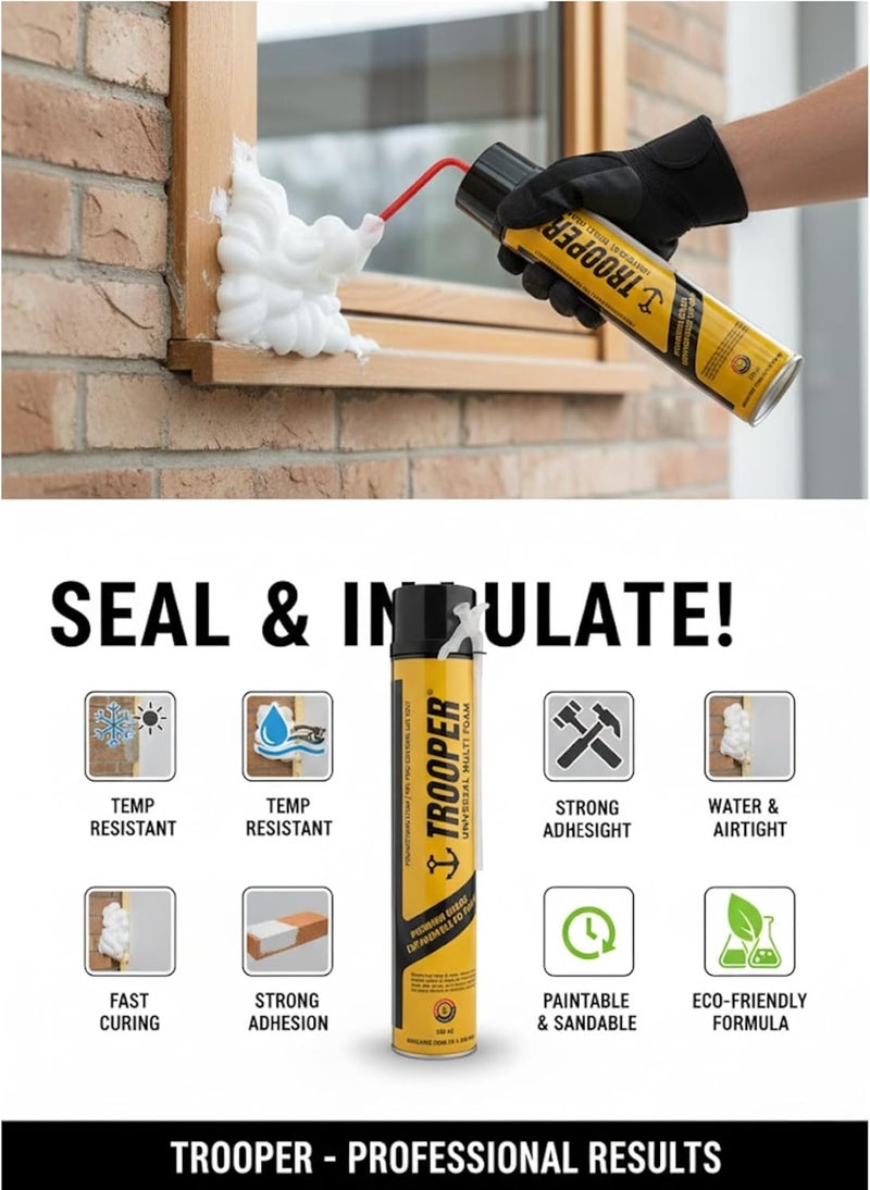 Trooper Premium Expandable Polyurethane PU Insulating Foam Sealant, 750 ML - Image 2