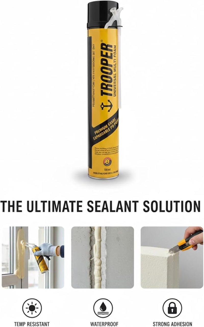 Trooper Premium Expandable Polyurethane PU Insulating Foam Sealant, 750 ML - Image 5
