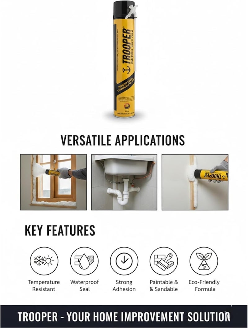 Trooper Premium Expandable Polyurethane PU Insulating Foam Sealant, 750 ML - Image 4
