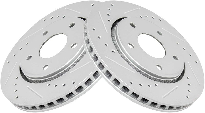 TRQ Front Performance Brake Rotor Drilled Slotted Pair Set for 2012-2014 Cargo Van / 2008-2016 Grand Caravan / 2009-2013 Journey / 2009-2014 Routan / 2008-2016 Town & Country - Image 3