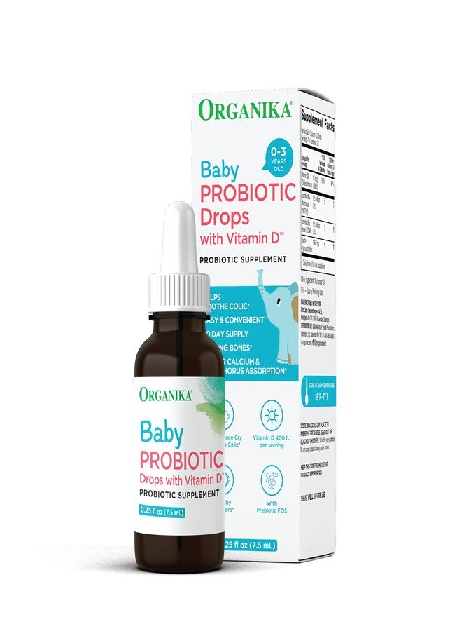 Organika Baby Probiotic Drops with Vitamin D- Soothe Colic, Reduce Fussing, Aid in Growth and Development- 0.25 oz - Image 1