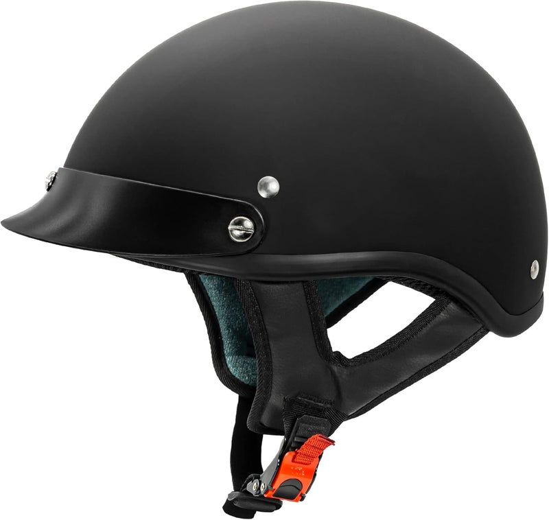 VCAN Cruiser Solid Half Face Motorcycle Helmet - Flat Black - Image 1
