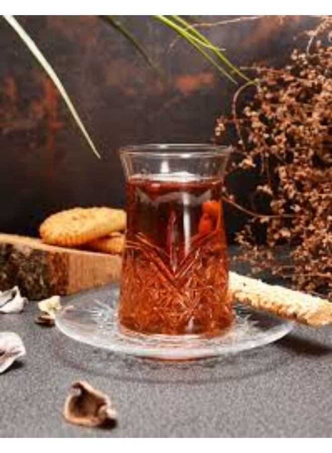 Paşabahçe طقم شاي باساباهتشي الكلاسيكي 160 مل – طقم 12 قطعة من أكواب الشاي والصحون - Image 1