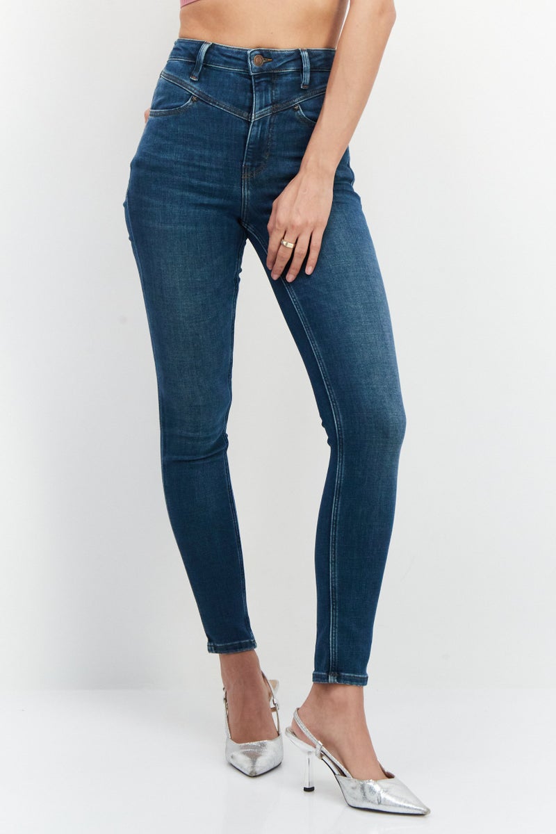 GUESS جينز دنيم ضيق للنساء، مغسول، أزرق - Image 1