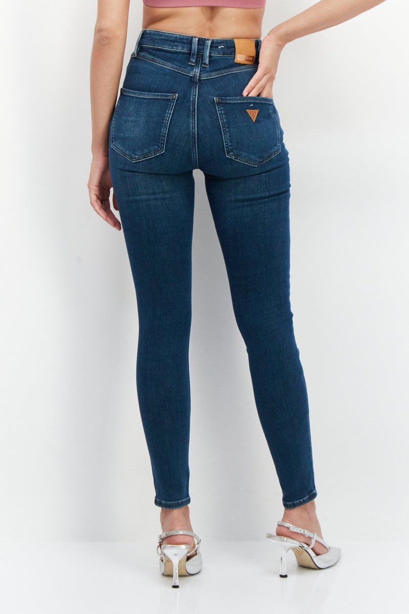 GUESS جينز دنيم ضيق للنساء، مغسول، أزرق - Image 3