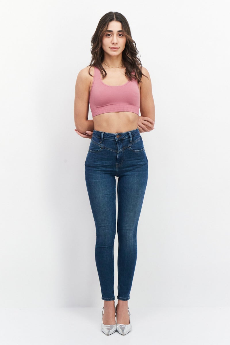 GUESS جينز دنيم ضيق للنساء، مغسول، أزرق - Image 4