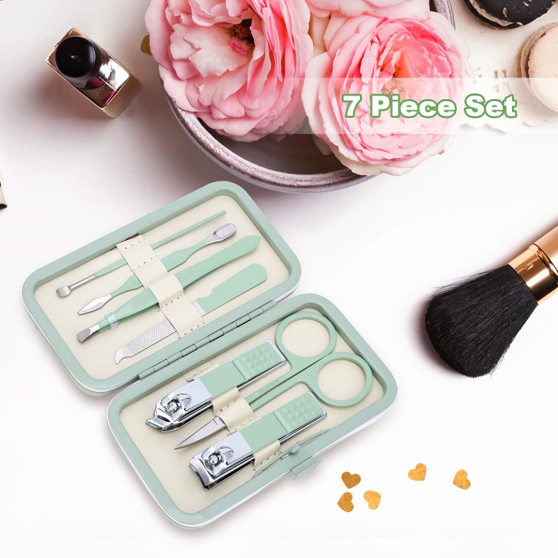 LifHap Manicure Set-Stainless Steel Nail Care Set-Professional 7 in 1 Ingrown Toenail Clipper Grooming Tool-Pedicure Kit & Toe Nail Cutter-Thick Nail Scissors Toiletries with Cuticle Trimmer (Green) - Image 4
