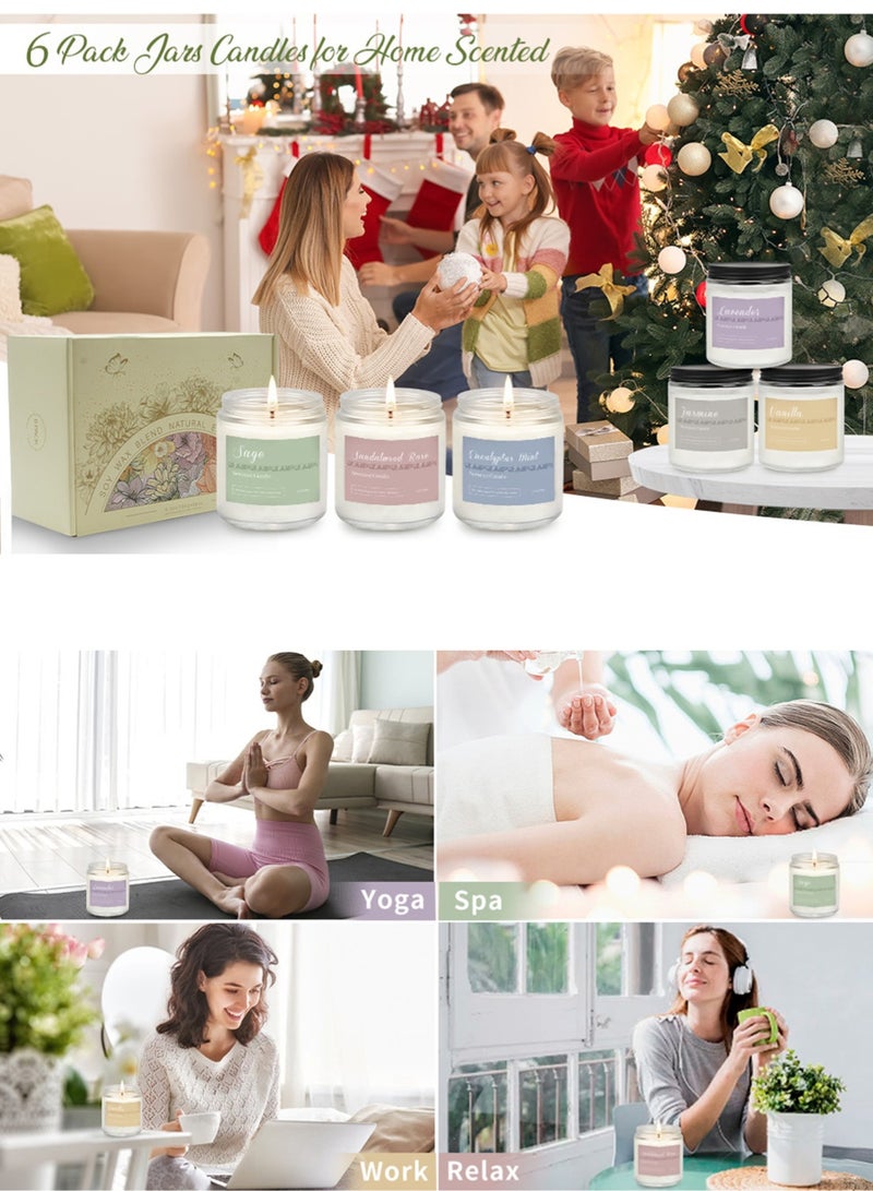 مس تيارا مجموعة من 6 شموع منزلية برائحة العلاج العطري، مجموعة هدايا للنساء، شمعة لافندر، شمع الصويا الطبيعي، مجموعة شموع طويلة الأمد، هدايا لأعياد الميلاد، عيد الحب، رمضان، هدية الذكرى السنوية - Image 4
