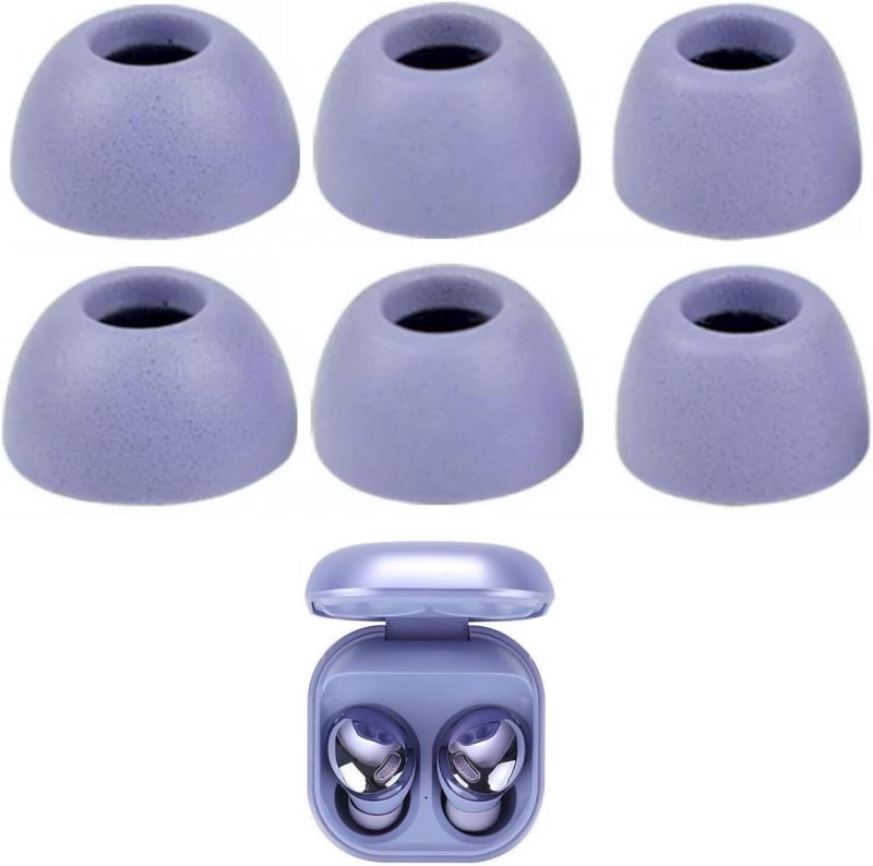 أطراف أذن رغوة الذاكرة البديلة المتوافقة مع سماعات Samsung Galaxy Buds Pro SM-R190، عزل الضوضاء ونصائح أذن رغوة مريحة وناعمة، تناسب علبة الشحن 3 أزواج بنفسجي - Image 1