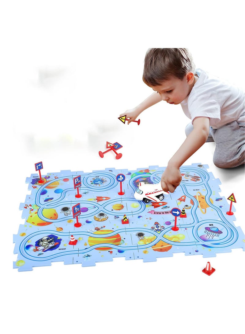 New Plastic Puzzles for Kids Ages 3-5 with A Cute Vehicle, Toddler Puzzles Gift, Critical Thinking Educational Toys, Toys for 3 4 5 6 Year Old Boys Girls, Fun Race Car Track Montessori Toys for Kids - Image 1