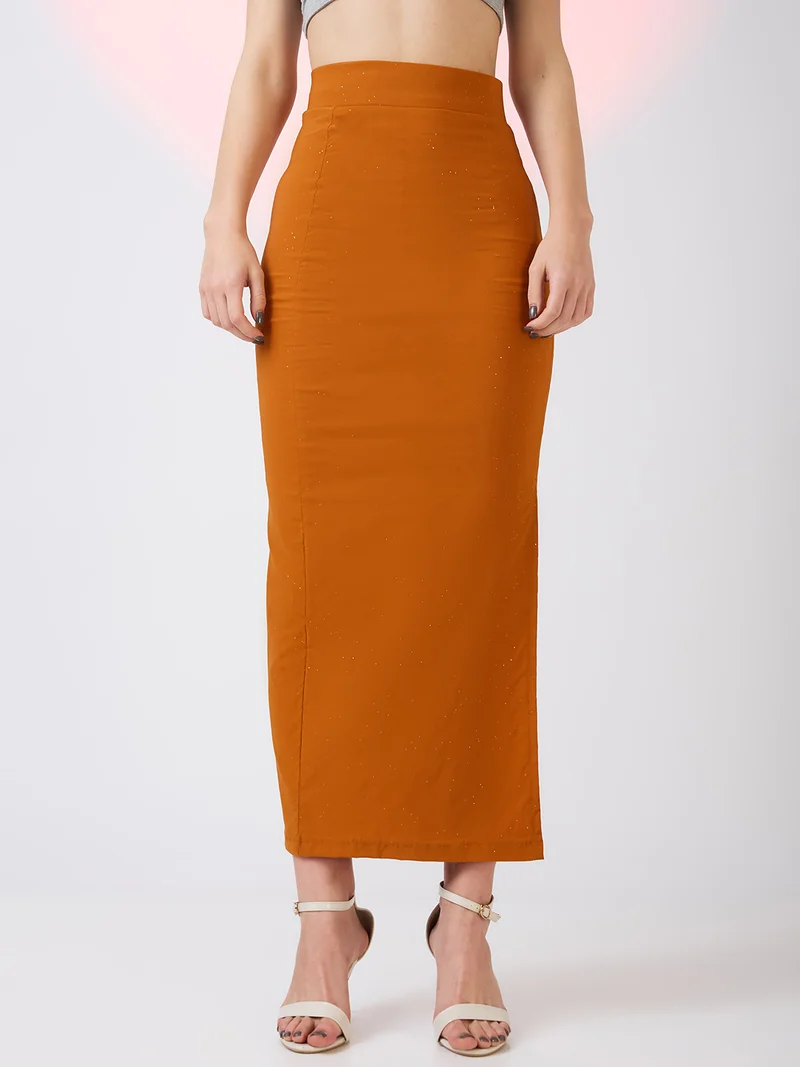 جلو باص جوبس تنورة ماكسي نسائية بخصر مرتفع وشق جانبي بتأثير لامع للحفلات