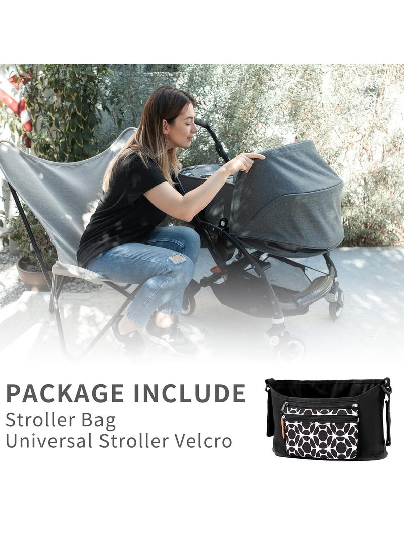 KASTWAVE Universal Stroller Organizer, Diaper Bag Baby Stroller Bag Caddy Organizer, for Stroller Accessories, with Muti Pockets, Non-Slip Stroller Hooks and Adjustable Strap, Black Cirlcle - Image 4