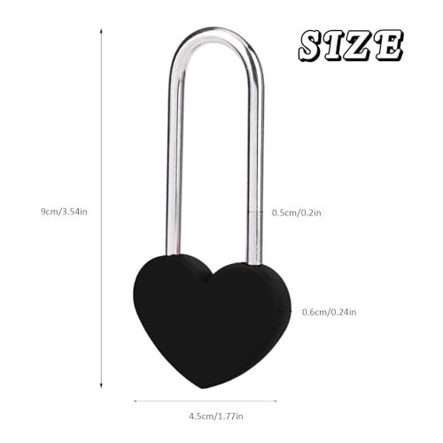 VeYocilk 10PC 35 50mm Love Lock Heart PadlockBlack Single Heart Wish Lock for Lovers WeddingValentinesAnniversaryTravel Valentines Day BridgeNO Key - Image 3
