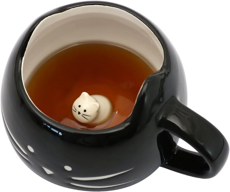 Koolkatkoo Cat Coffee Mugs for Cat Lover, Ceramic Kitty Tea Mug Gifts for Women Girls 12 oz Cup Black - Image 1