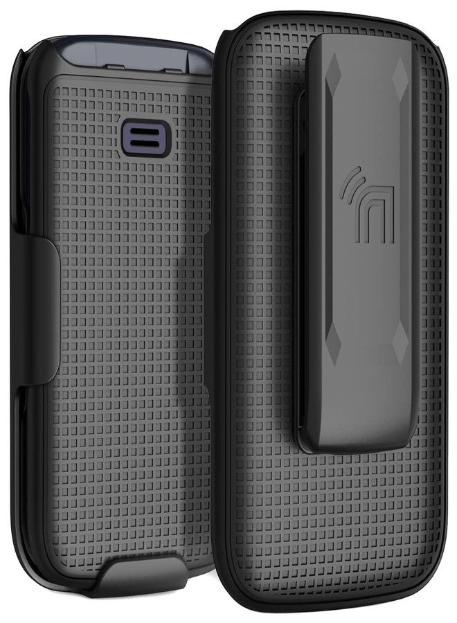 نيكيد سيل فون جراب بمشبك لهاتف Go Flip 4 / TCL FLIP Pro، غطاء Nakedcellphone الصلب النحيف، وحامل حزام الخصر [دوار/بآلية تروس] لهواتف Alcatel 4056W، 4056L، 4056Z، 4056V - أسود - Image 2